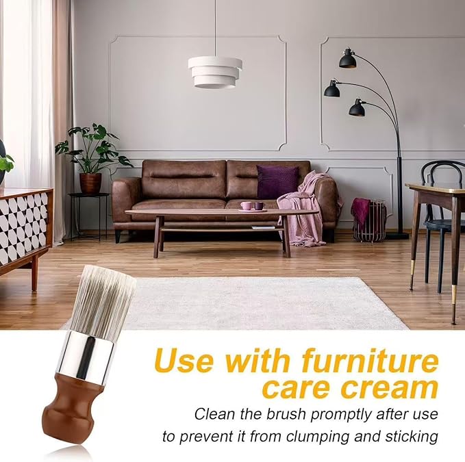 2pcs Furniture Salve Brush, Soft Bristles & Ergonomic Handle Leather and Wood Cleaner Brush Wax Cream Applicator Tool for Car Interiors & Home Cleaning Repair Maintenance