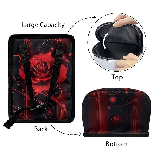 Red Rose Car Trash Can Auto Garbage Bag with Lid Leak-Proof Car Storage Bag Garbage Bag Hanging for Headrest Portable Vehicle Backseat Organizer