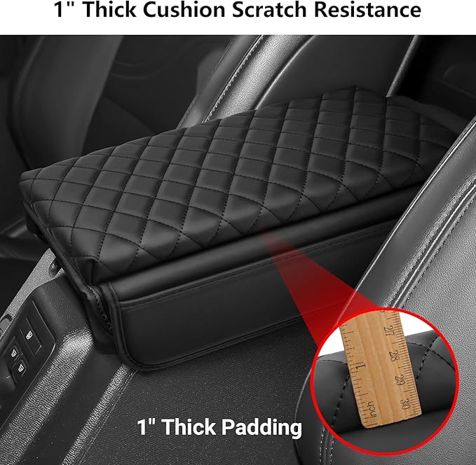 Center Console Armrest Cover for Ford Bronco 2021 2022 2023 2024 2025 2/4 Door with PU Leather Side Pockets Center Console Cover Pad Cushion Interior Accessories Arm Rest Prevent Scratching