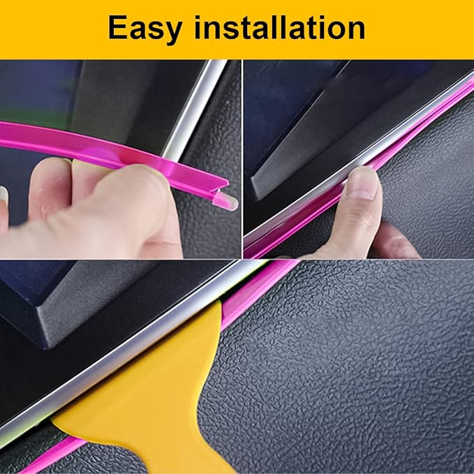 EL Wire LED Strip Lights, 10FT/3M USB Auto Neon Light Strip with Sewing Edge, Electroluminescent Ambient Lighting Kits with Fuse Protection, Car Decoration Accessories (Purple/10FT)