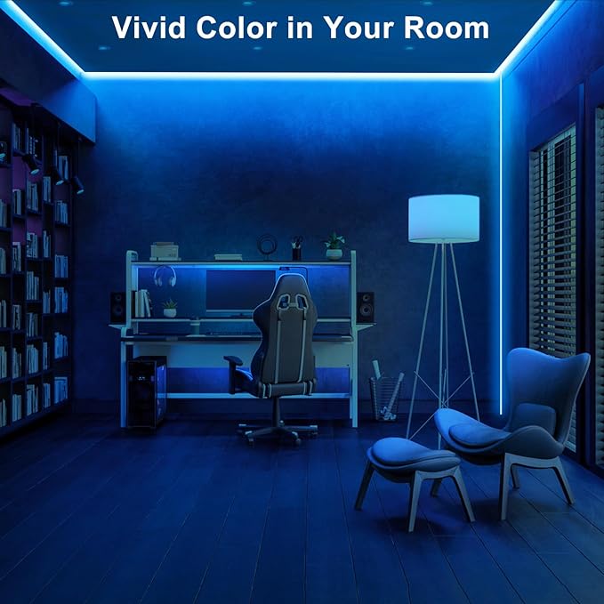 Tatazone 32.8ft Ice Blue COB Led Strip Lights with RF Remote, Dimmable Bright Adhesive Indoor Led COB Light Strip for Cabinet, Painting, Room, Bed