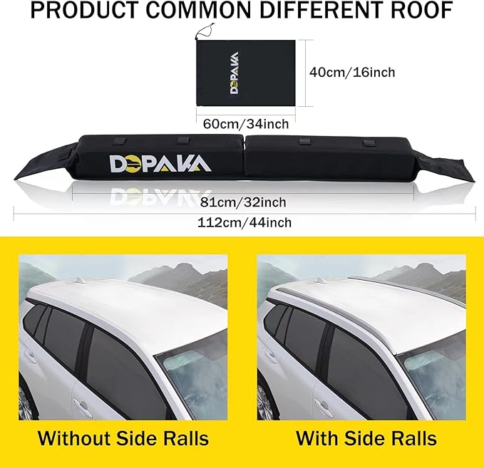 Kayak Roof Racks,Soft Roof Rack Pads,Universal Car Roof Rack for Surfboard/Ski/Kayak Paddle Board/Luggage Carrier System Include 2 Tie Down Straps,2 Tie Down Rope,2 Quick Loop Strap,and Storage Bag