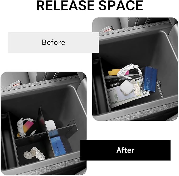 YOJOJOCO Center Console Dividers Organizer Compatible with Honda 2023-2025 2026 Pilot ＆ 2024-2026 Ridgeline ＆ 2024-2026 Passport Accessories Black ABS Plastic Material Secondary Compartment Organizer