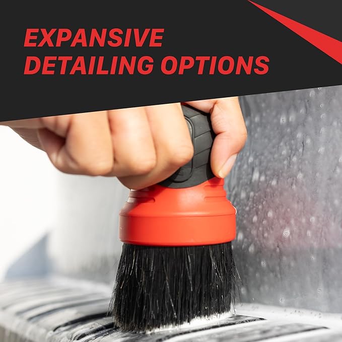 Maxshine Universal Gray Ultra Soft Large Bristle Brush with Storage Rack – Curved Grip & Ultra Soft Bristles – Ideal for Dashboard, Displays, Air Vents – Premium Interior Detailing Brush