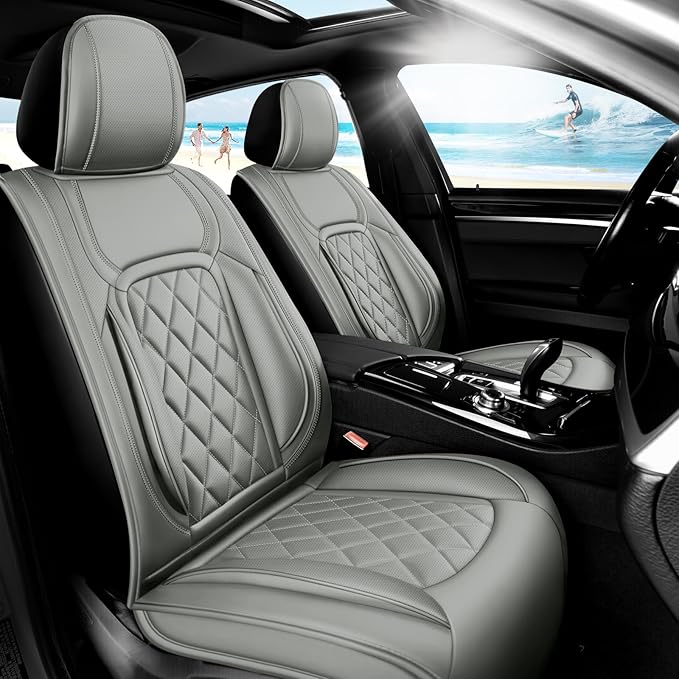 Fit HRV Car Seat Covers Compatible with Honda HRV 2016-2025 2026, Premium Leather Breathable, Wear Resistant, Airbag Compatible, All-Weather Protection & Full Coverage, Full Set Gray