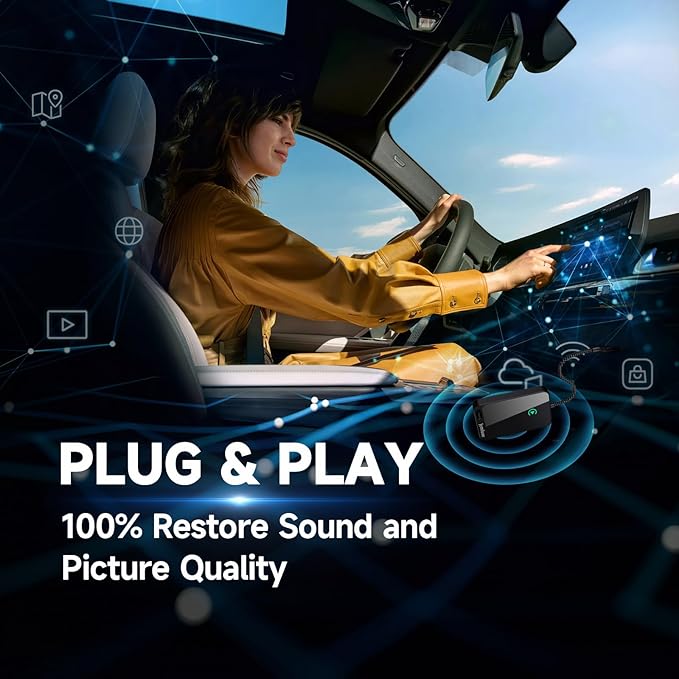Jemluse Wireless CarPlay Adapter for Apple iPhone - Multi-User Seamless Connection for Convert Wired to Wireless Car Play Adapter - No Latency from iOS 10+ to Screen w/USB C (All Black)