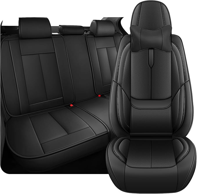 Fit for 98% of Mercedes Benz Car Seat Covers with Headrests, Premium Nappa Leather Seat Cover, Fully Wrapped Protect Modern Style Seat Cover (5-Seat Luxury, Classic Black)