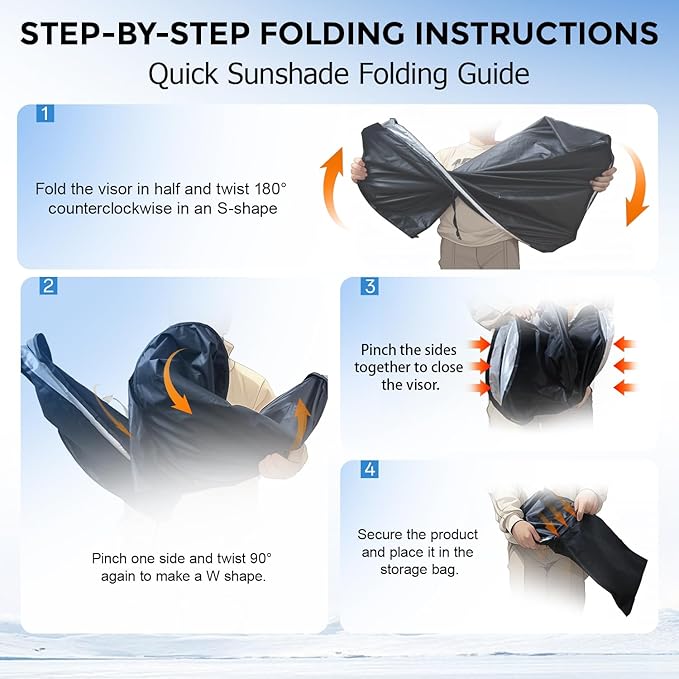 [Upgrade] DooGooGoo Windshield Sun Shade - Medium, Sunshade for Car Windshield [Heat Shield & UV Block] Car Sun Shade Protect Interior & Keep Car Cooler Foldable Front Windshield Shade (64x32 Inches)