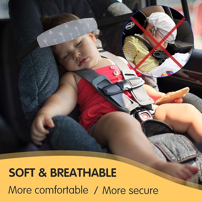 Baby Carseat Head Support,Car seat Straps Pillow Support Ban,Stroller Neck Relief Strap Headrest,Slumber Sling Sleep Positioner for Toddler Infants Child Children Kids(Gery)