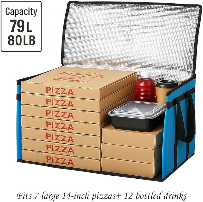 Bodaon Large 2-Pack Insulated Food Delivery Bag, XXXL Bags, Rideshare Delivery Bag, Grocery Shopping and Catering, Cold/Hot Styrofoam Carrier for Travel/Car, Warmer/Frozen