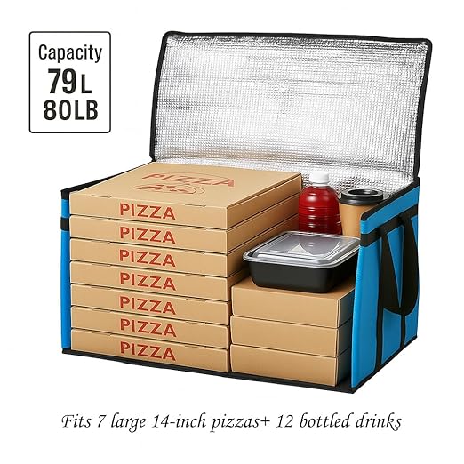 Bodaon Large 10-Pack Insulated Food Delivery Bag With Hard Bottom, XXXL Catering/Pizza Cooler Bags, Rideshare Delivery Bag, Thermal Cold/Hot Styrofoam Carrier for Travel/Shopping/Car