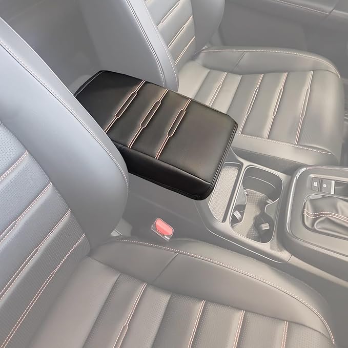 for Honda CRV 2026 2025 2024 2023 Center Console Cover - Soft Armrest Pad Middle Console Cover for Honda CRV LX EX Sport Hybrid EX-L Sport Touring Hybrid Accessories(Orange Stitches)