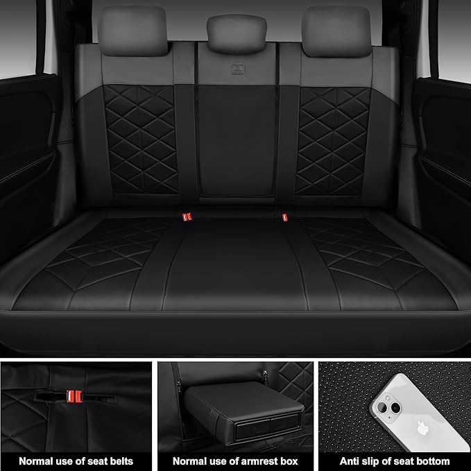 CAR PASS Nappa Leather Waterproof Car Seat Covers Two Front, 3D Foam Automotive Seat Covers with Memory Foam, Universal Fit for Cars SUV Truck Sedan, Airbag Compatible,Black Grey