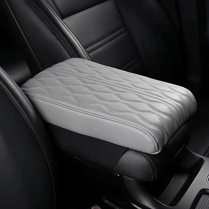 Leather Car Armrest Box Pad, 2025 Upgrade Universal Auto Arm Rest Cushion Memory Cotton Armrest Box Pad, Car Center Console Cover for Most Vehicle, Car Accessories (#2)