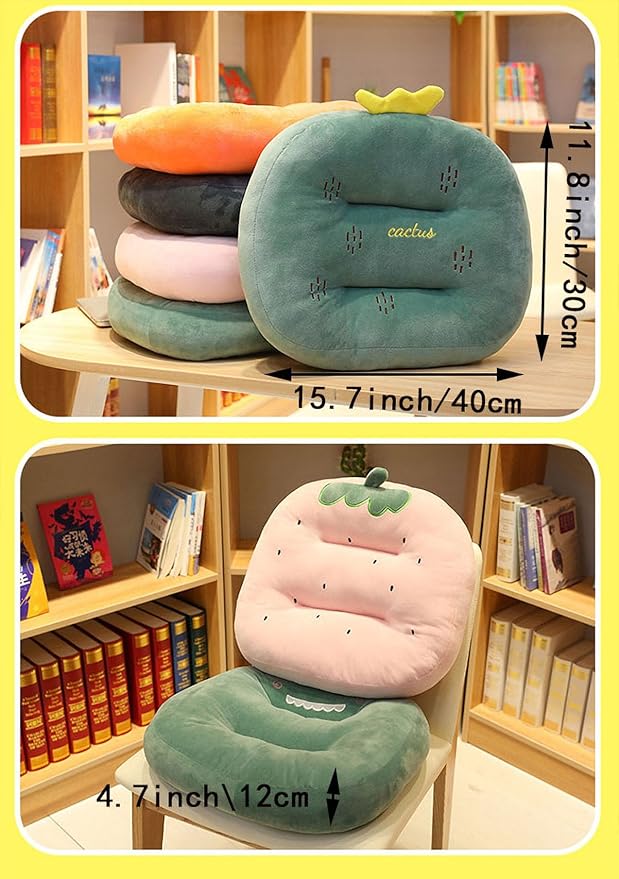Cartoon Plush Car Booster Seat Cushion, Cute Funny Car Seat Cushion Heightening,Chair Cushion for Office Sofa Living Room (Cactus)