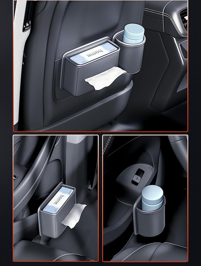 Cup& Tissue Holder for Car,Backseat Car Tissue Organizer,Car Seat Back Door Cup Holder Auto,Clip on Cup Holder,Car Cup Holder Hand Sanitizer