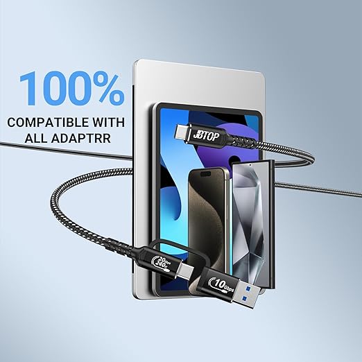 USB A to C Android Auto Cable 3.3ft [2Pack],2-in-1 USB C 3.1 Fast Charging & 20Gbps Data Transfer USB CarPlay Cable, Compatible with iPhone 16 15 Pro Max, Galaxy S23, Pixel 9 Pro