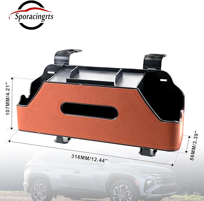 Sporacingrts 2 Pack Brown Car Seat Back Organizer with Cup Holders, Tissue Box, Hooks, Phone Slot, PU Leather Storage Box for Backseat, Universal Fit for Cars SUVs Trucks
