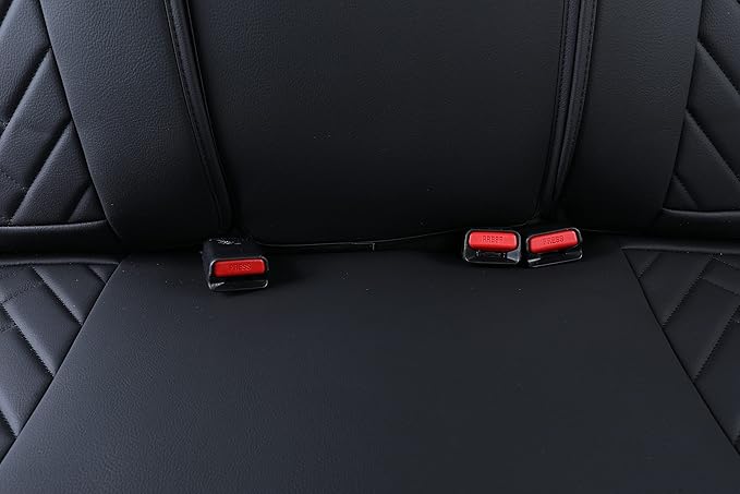 Tomatoman Tacoma Rear Seat Covers 2005-2024 2025 2026 TRD Sport Offroad Limited SR5 V6 Crew Double Extended Cab Truck Back Car Cushions with Waterproof Faux Leather (Rear Seat/Black-Blue)