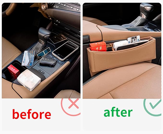 Dragon Art 2 Pack Car Seat Gap Filler Organizer, Leather, Black, Multifunctional Automotive Trays and Bags, Luxury Finish, 2 Pounds