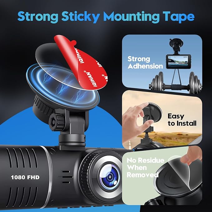Adhesive Sticky Pads for Dash Cam Mount, 4Pcs Double-Sided Dashcam Mounting Tape, Heat-Resistant Heavy Duty Transparent Sticker Tape Replacement for Car Camera GPS Windshield Windscreen Dashboard