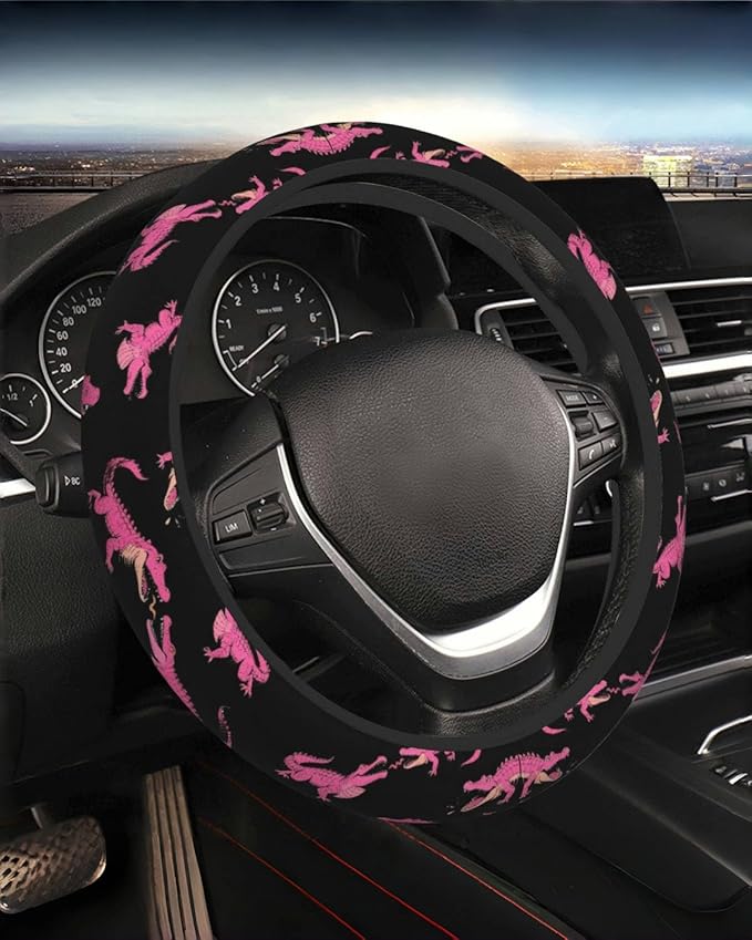 Steering Wheel Cover Accessories Neoprene Cover, Breathable Non-Slip Easy to Install Suitable for Women Men, 14.5-15.5 Inch for Car SUV Van Truck Universal - Pink Crocodile