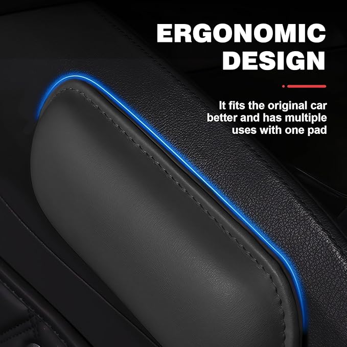 2 PCS Elbow Pads Arm Rest for Car, Soft Leather Memory Foam Car Knee Cushion, Universal Automotive Center Console Cushion Pad for Knee Leg Elbow (Black)