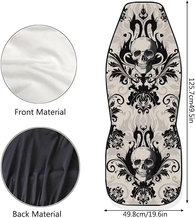 Halloween Skull Car Seat Cover Anti-Slip Back Fabric Haunted House Automobile Front Seat Covers Easy to Install Car Interior Automotive Accessories Suitable for Cars, SUV and Trucks