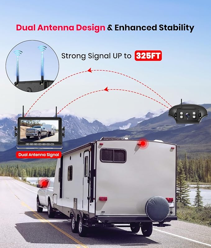 RV Backup Camera for Furrion pre-Wired System Pre-Wired:7" HD 1080P Video Recording Split Screen Rear View Camera,170°Wide Angle with IR Night Vision Back up Camera for RVs Campers and Trailers