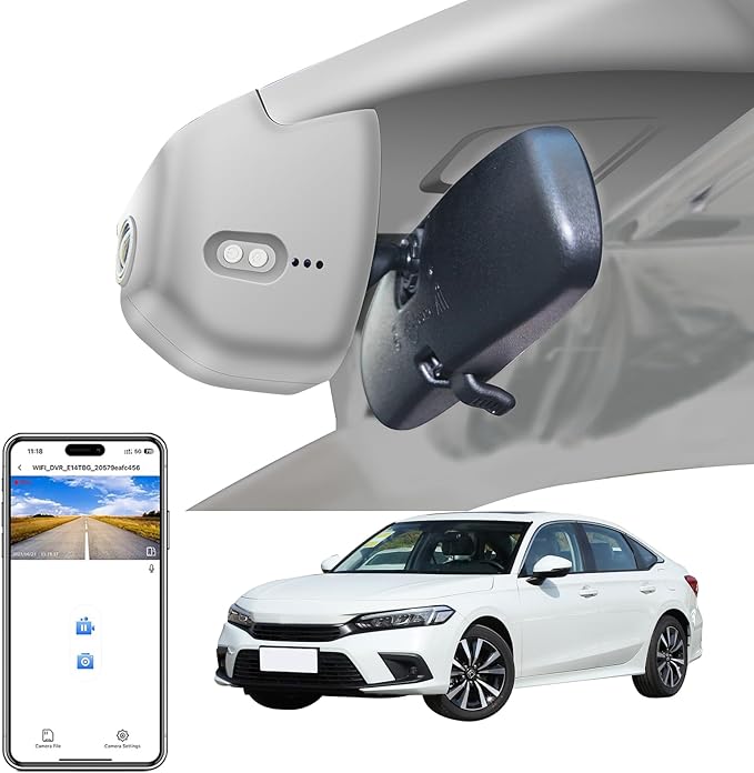 Mangoal 4K Dash Cam Custom fit for 11th Honda Civic 2022-2026(Gray), Si Type R Hatchback XL Sport SE EX_L Touring 1.5 2.0T, Integrated OEM Look, UHD 2160P Video, WiFi & App, GPS, 64GB Card