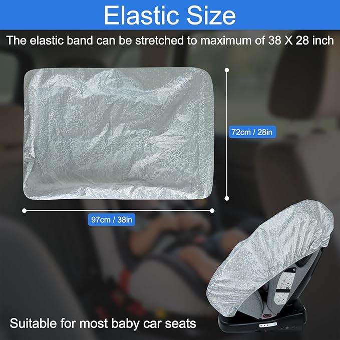 Baby Car Seat Sun Shade Cover - Keep Baby's Carseat Cooler Foldable PET Aluminium Cover for UV Protection, Dust
