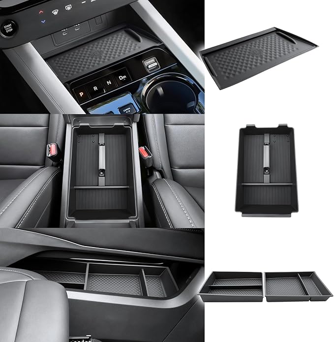 Murano Center Console Organizer for 2025 2026 Murano SL/SV/Platinum Accessories Armrest Storage Box, Lower Console Organizers, Wireless Charging Protective Mat 2025 2026 Murano Accessories 4PCS