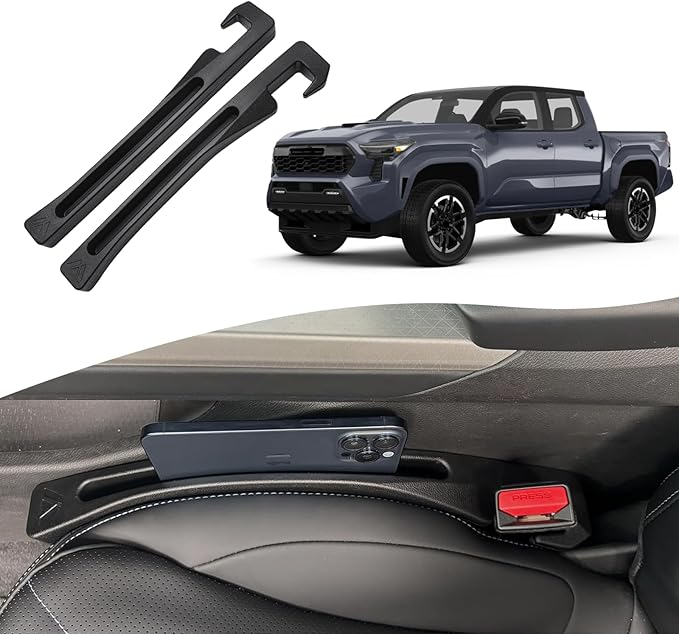 Toyota Tacoma Seat Gap Filler, Car Seat Gap Filler Organizer Stop Things from Dropping Customized Interior Accessories for Toyota Black, 2 Pack