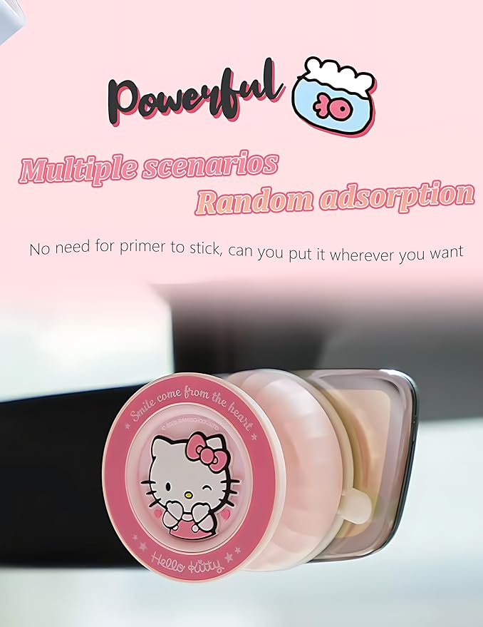 Kitty Magnetic Vacuum Phone Holder, 360° Rotating Pink Magnetic Car Mount, Cute Cat Rotating Holder, Suitable for Cars, Mirrors, Gyms, Kitchens, Hands-Free Portable Phone Holder