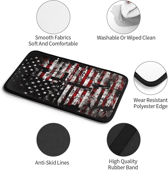 American Flag Center Console Cover Patriot Star Stripe Cross Polyester Arm Rest Covers Armrest Pad Cushion Car Accessories Fit for Most Cars Sedans Vans Truck Vehicles, SUVs