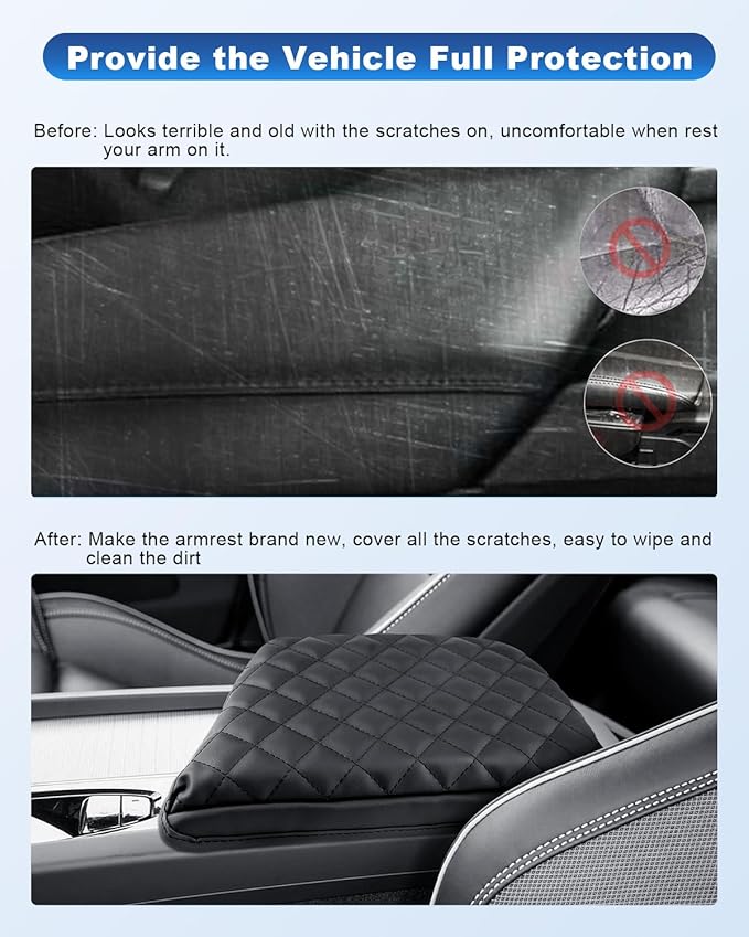 CDEFG for 2025 2026 Volvo XC60 Center Console Cover, for 2018-2025 2026 Volvo XC60 Accessories Armrest Cover Middle Console Pad Arm Rest Cushion Leather