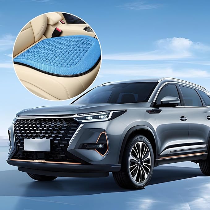 Car Front Seat Bottom Cover, Cool Breathable Anti-Slip Vehicle Driver Seat Protector Cushion, Comfortable Auto Interior Chair Protection Pad Mat, Universal for Truck SUV Sedan (Blue)
