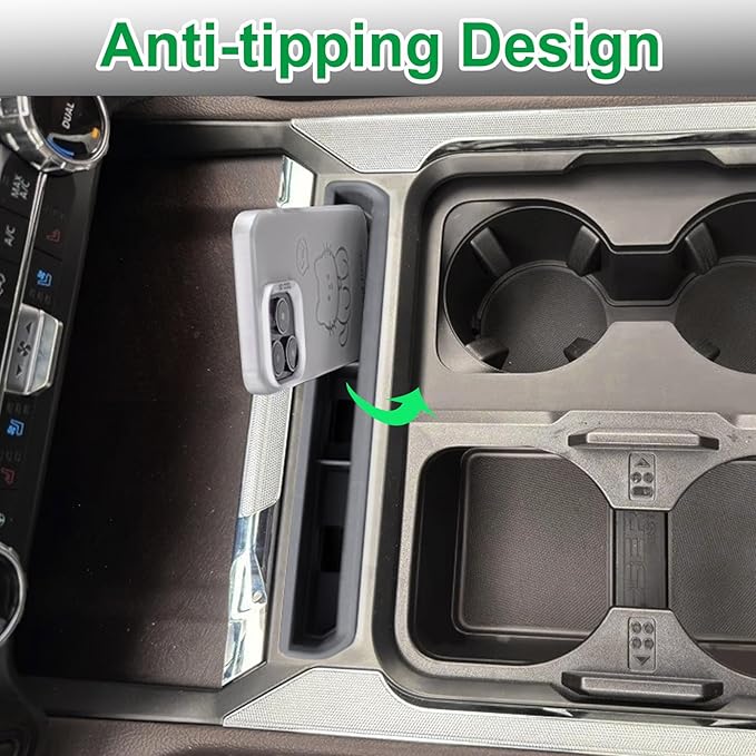 PIMCAR Truck Phone Holder for 2023 2024 2025 2026 Ford F250 F350 F450 F550 Pocket Insert Organizer with USB Hole, Premium Silicone Anti-Tipping Phone Stand, Super Duty OEM Accessories