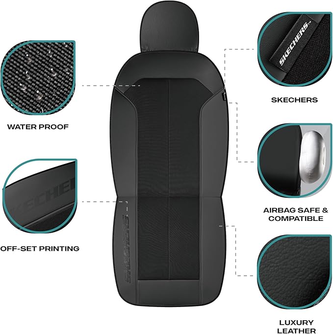 Skechers Car Seat Covers,GOGA Mat Oxford Cloth Seat Covers,Waterproof Car Seat Covers Full Sets,Automotive Universal Fit Seat Cover for Most Cars, Suvs, Trucks,Black
