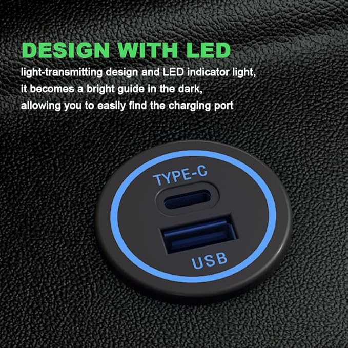YM1218 USB Type C 28W Fast Charger Type C USB Car Charger Socket 9V-36V for Car, Boat, Golf Cart, Bus, RV, Golf, Automotive Marine ATV Truck