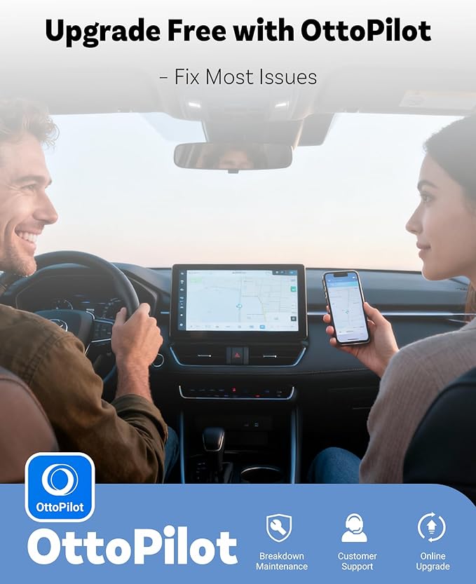 OTTOCAST 2026 New Mini Slim [USB C], 2-in-1 Wireless CarPlay Adapter & Android Auto Adapter, Plug & Play, 5s Auto-Connect Wireless Carplay Dongle for Factory Wired Cars, iPhone & Android Orange
