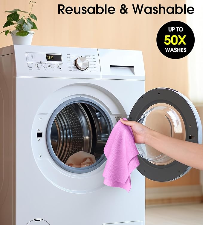 KitchLife Microfiber Cleaning Cloth Roll - Tear-Away Reusable Microfiber Paper Towels, Lint-Free, Washable, 20 Sheets for Kitchen, Car, Dishes, and Sensitive Surfaces (Light Purple)