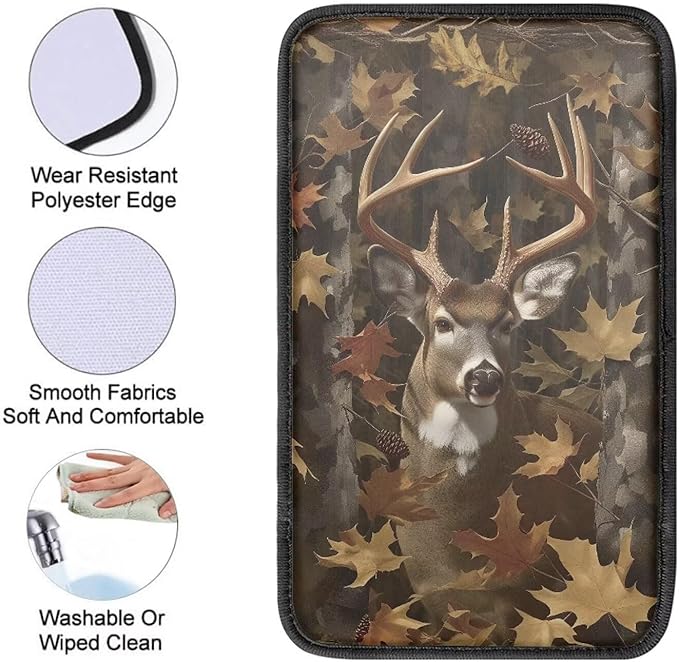 Dreaweet Deer Hunting Camouflage Arm Rest Cover for Car Universal Fit Center Console Cover Anti-Scratch Universal Armrest Cover for SUV Sedan