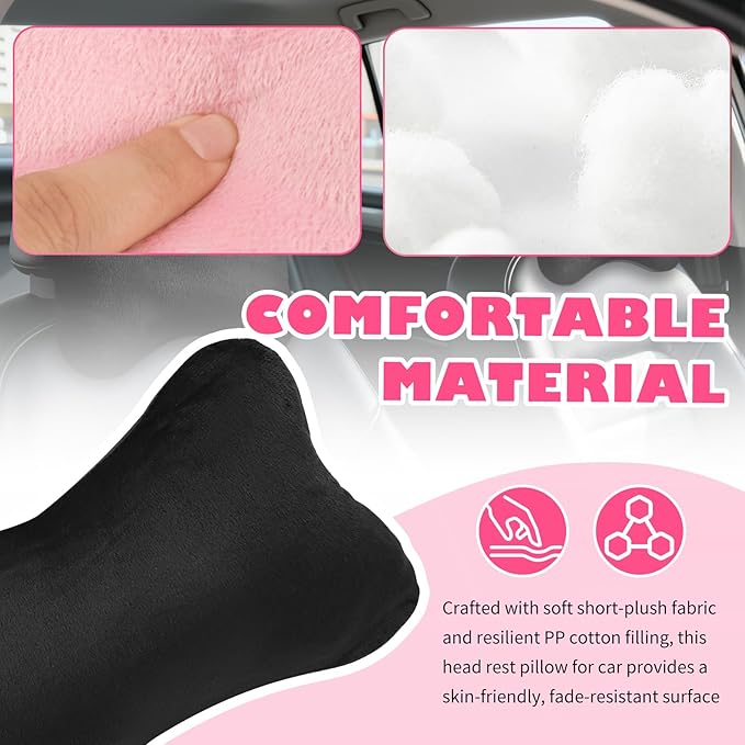 2PCS Soft Car Headrest Pillow,Ergonomic Car Neck Pillow for Driving Relief Neck Fatigue,Universal Cars Pillows Headrest for Cars Interior Accessories with Detachable Cover