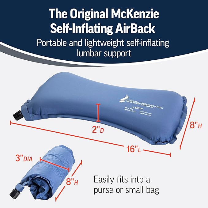 OPTP The Original McKenzie Self-Inflating AirBack Travel Lumbar Support Pillow