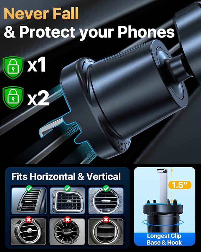 YRU [2026 Military-Grade] for Magsafe Car Mount 90+LBS Strong Suction 360° Adjustable Magnetic Phone Holder for Car Dashboard Windshield Vent, Cradle for iPhone 17 16 15 14 13 12 Samsung, Dark Blue