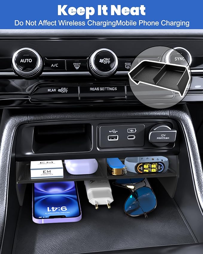 3PCS Center Console Organizer Set Accessories Compatible with Honda Pilot 2023–2026 & Honda Passport 2026 – Includes Dash Tray, Hidden Storage Box & Center Console Divider, Keep Your Cabin Neat