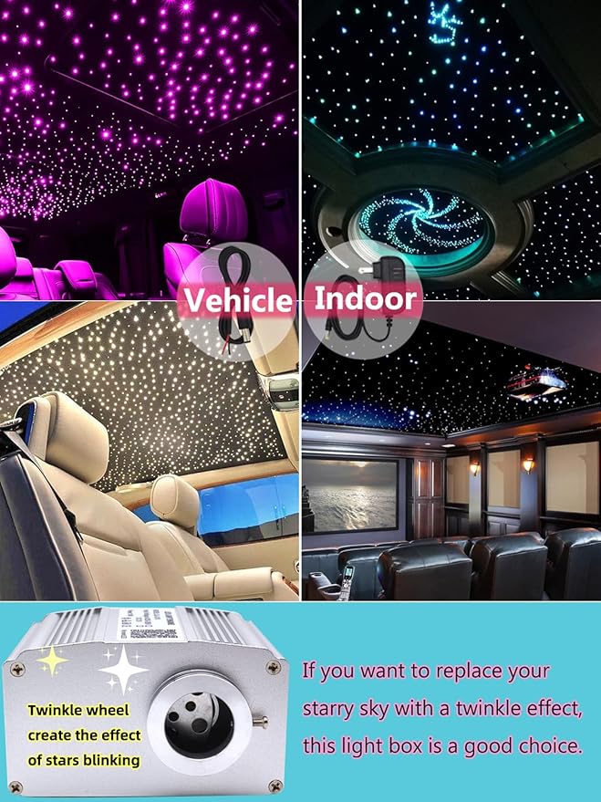 Twinkle 10W Bluetooth APP Control Fiber Optic Lights Engine Source Music Sync for Home Indoor Car Starlight Headliner
