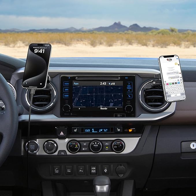 Kaishengyuan Wireless Charger Magnetic Vent Phone Mount Compatible with Tacoma 2016-2023 and 2014-2021 Toyota Tundra, 3rd Gen Tacoma Cell Phone Cradles with 20x Super Strong Magnet Phone Holder