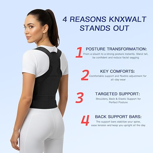 Posture Corrector for Women & Men, Back Brace Straightener with Adjustable Support, Relief for Neck/Shoulder/Back Pain, Scoliosis & Hunchback Correction, Breathable Mesh Design